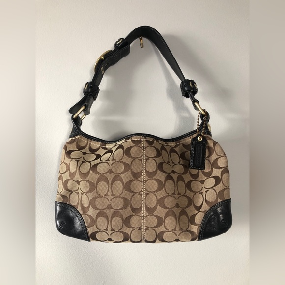 Signature Style Coach Purse with Black Leather and Gold Details, Y2K Vintage - Picture 2 of 15